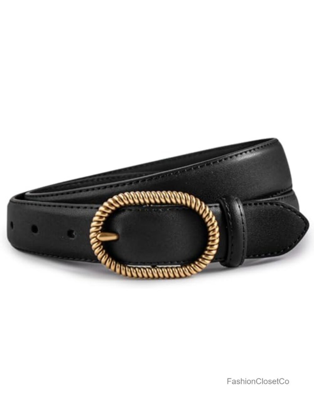 Women's Genuine Leather Belt with Brass Rope Buckle, Adjustable Casual Waist
